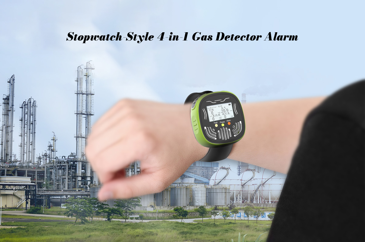 wristwatch style 4 in 1 gas detector & alarm with customizable sensors, ip65, lora/4g connectivity – gss gp302