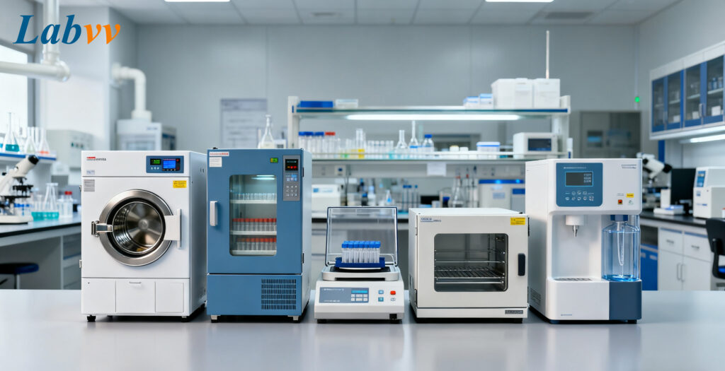 Customized laboratory equipment including autoclaves, incubators, test chambers, shakers, drying ovens, pure water systems, and gas detectors from trusted lab equipment suppliers in Dubai.