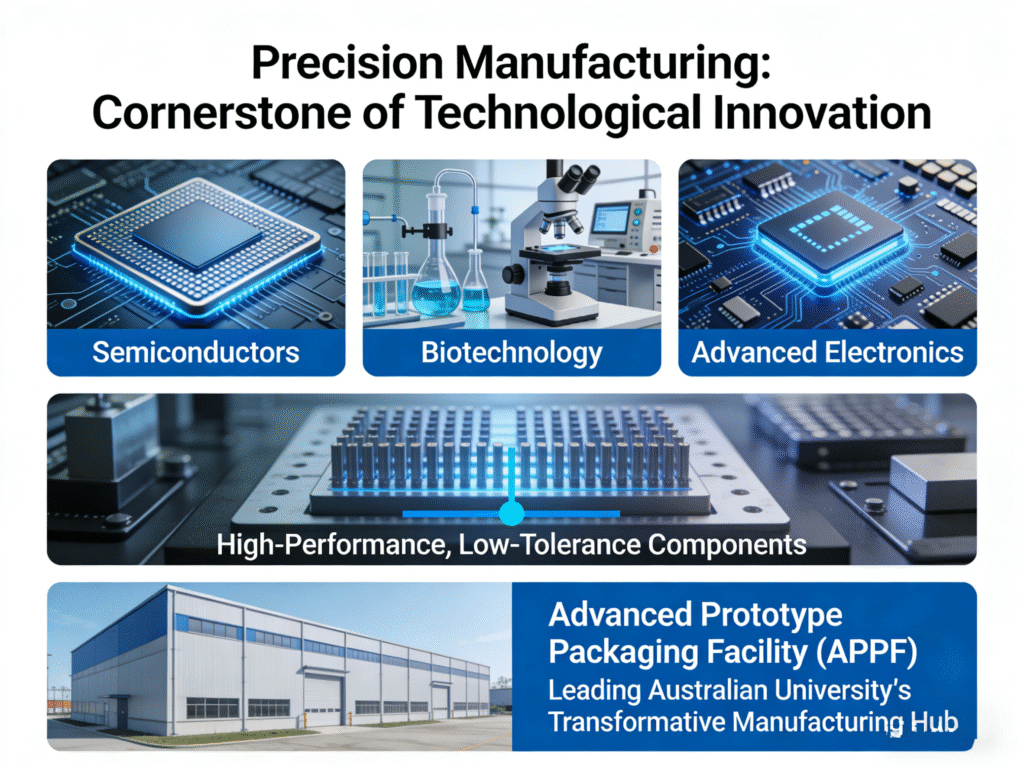 Precision manufacturing as the cornerstone of technological innovation in industries like semiconductors, biotechnology, and electronics.