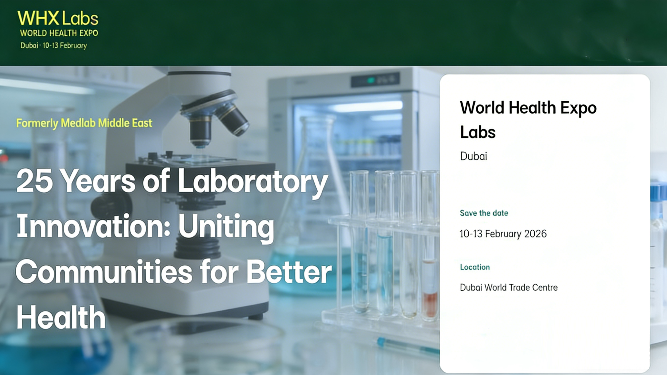 WHX Labs Dubai 2026 medical laboratory exhibition at Dubai World Trade Centre