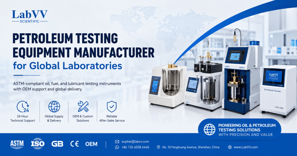 Petroleum testing equipment manufacturer LabVV Scientific for global laboratories ASTM oil and fuel testing instruments