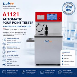 LabVV A1121 Automatic Pour Point and Cloud Point Tester - ASTM D97 Compliant Petroleum Testing Instrument
